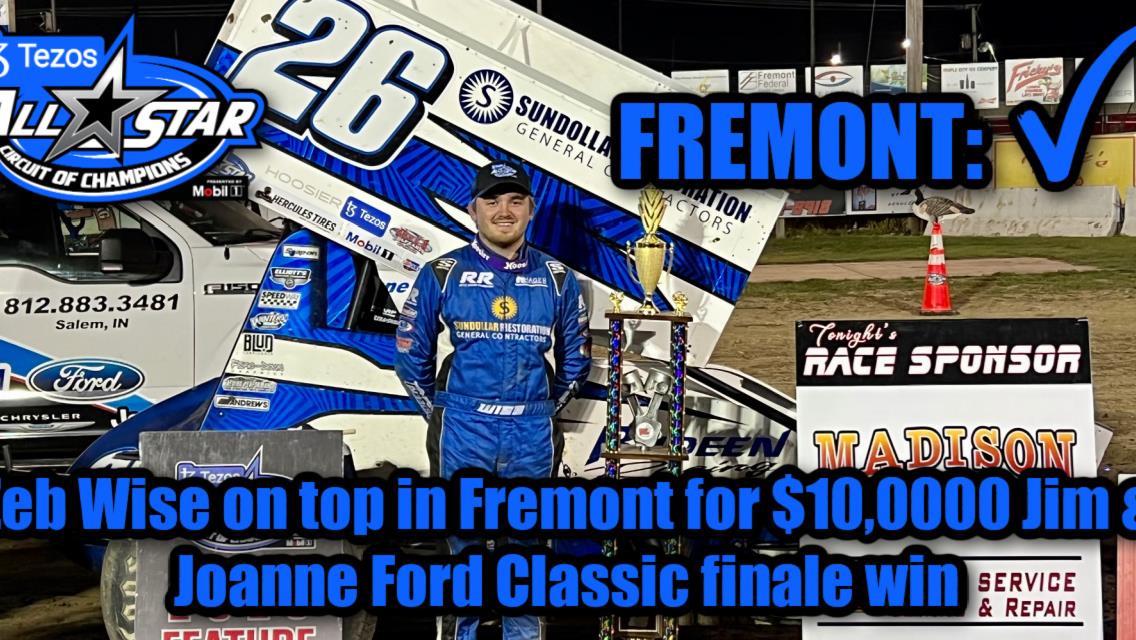 Zeb Wise on top in Fremont for $10,0000 Jim &amp; Joanne Ford Classic finale win