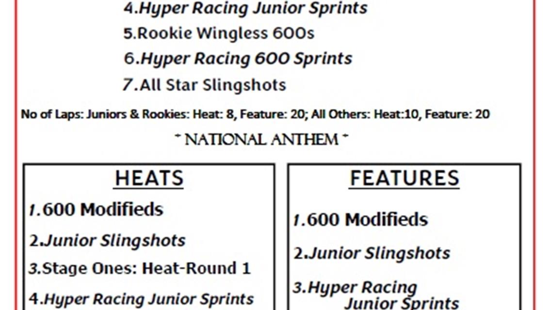 5/10/25 Stage One &quot;Top Dog Series&quot;, All Divisions Racing, Senior Citizens $3 GA Special