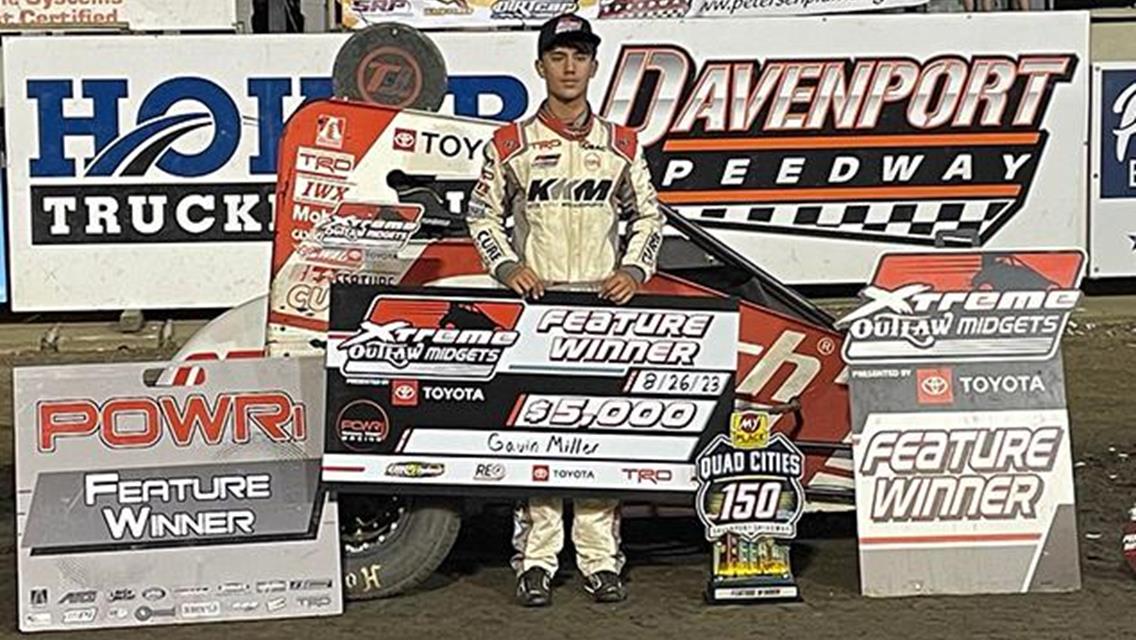 Gavin Miller Maneuvers to Davenport Speedway Victory with POWRi/Xtreme Midgets