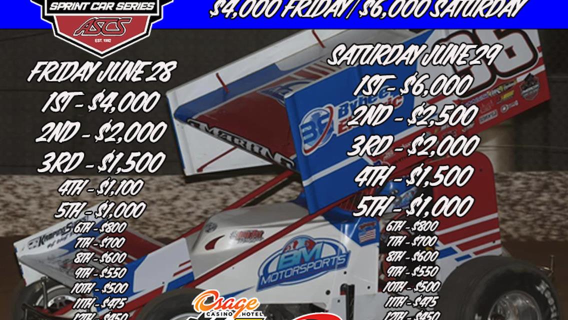 $40,000 in Payouts this weekend for ASCS Sprints!