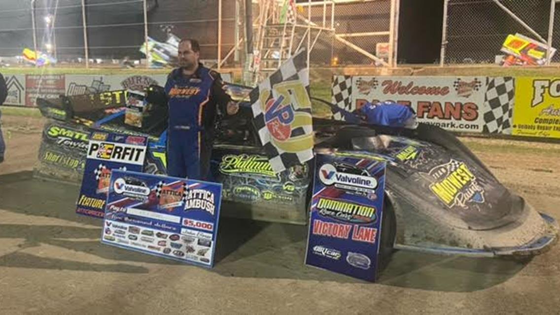 Kyle Moore aces Attica Ambush with the Valvoline American Late Model Iron-Man Series at Attica Raceway Park on Friday, August 29.