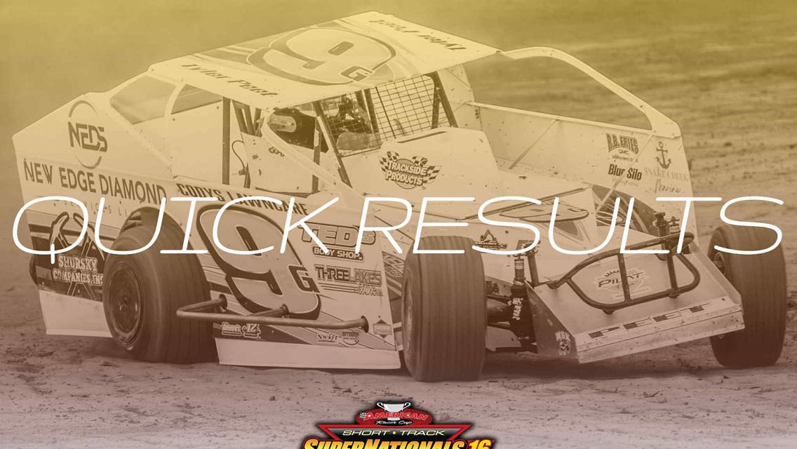 ‘SHORT TRACK SUPERNATIONALS 16’ NIGHT No. 1 RESULTS SUMMARY – AFTON MOTORSPORTS PARK OCTOBER 10, 2025