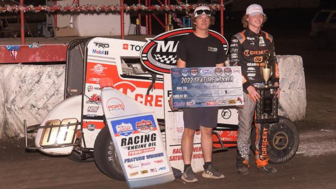 Cannon McIntosh Secures a Macon Speedway Win with POWRi National Midget League