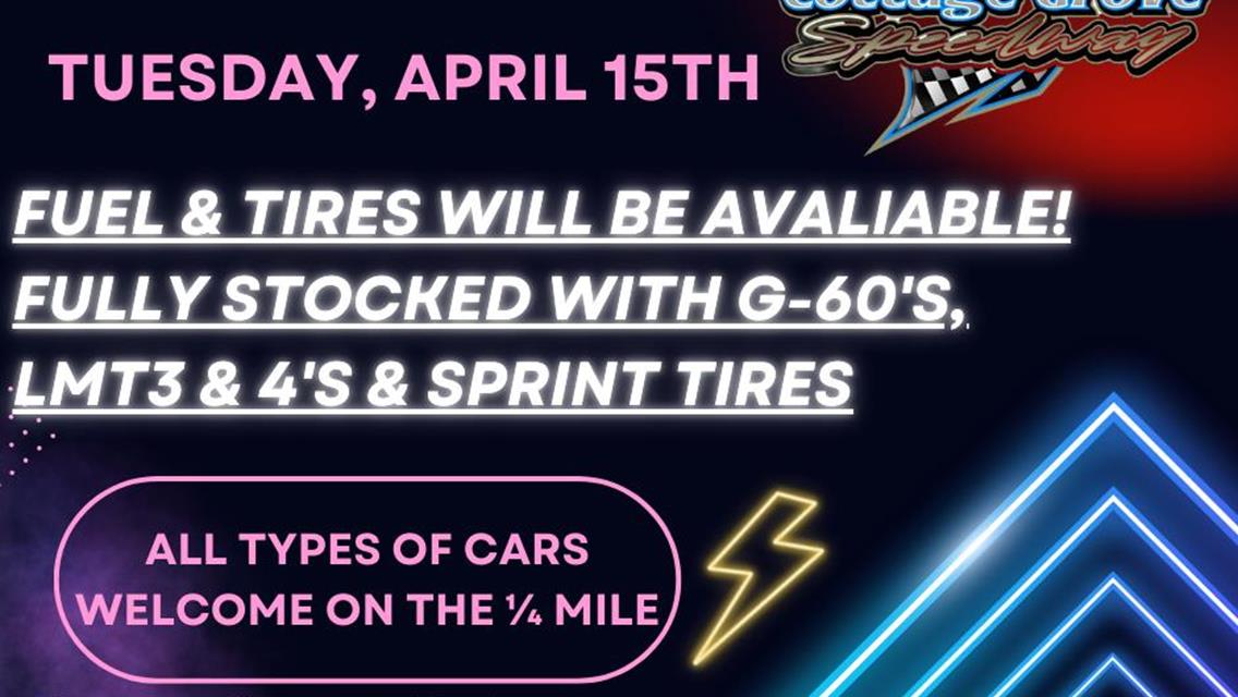 THE TRACK IS READY FOR TUESDAY NIGHT PRACTICE!  THIS TUESDAY, APRIL 15TH!!