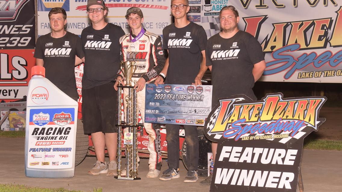 Ryan Timms Wins POWRi National Midget League Feature at Lake Ozark Speedway