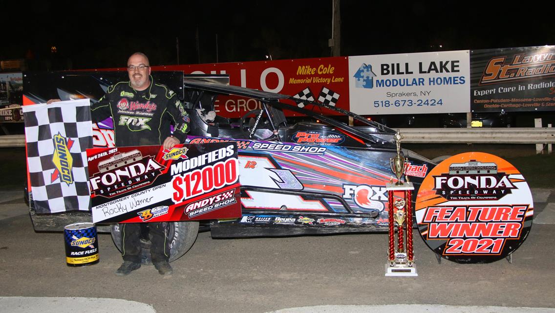 ROCKY WARNER GIVES CAR OWNER JAKE SPRAKER $12,000 REASONS TO SMILE AFTER MONTGOMERY COUNTY OPEN WIN AT FONDA