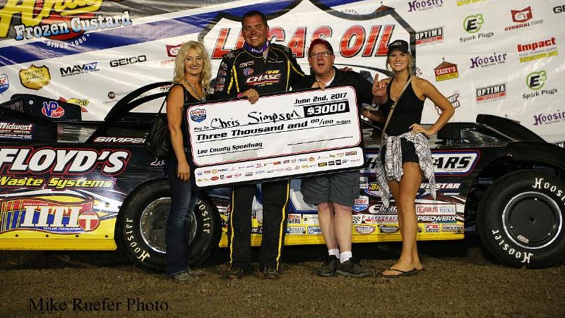 Simpson sweeps MLRA at Lee County Speedway