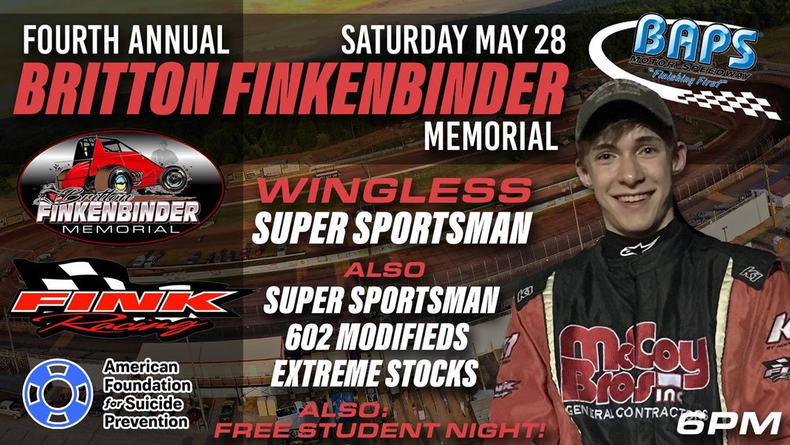 Wingless Sportsman Britton Finkenbinder Memorial this Saturday at BAPS