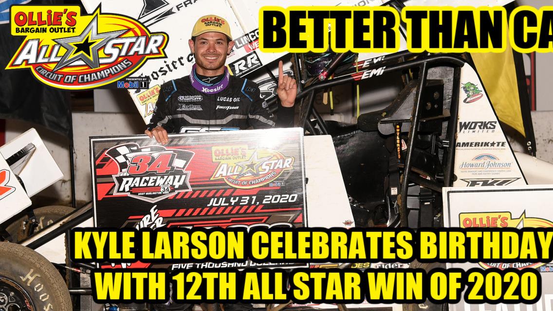 Kyle Larson celebrates birthday at 34 Raceway and secures 12th All Star victory of 2020
