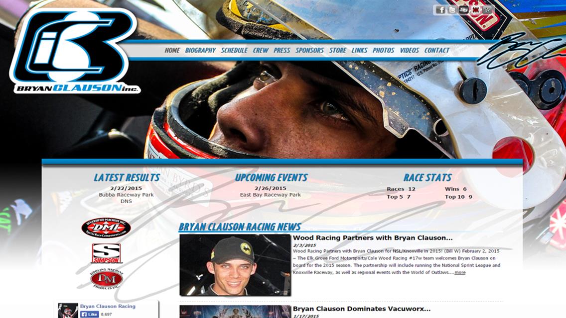 Driver Websites Establishes New Website for Bryan Clauson Inc.