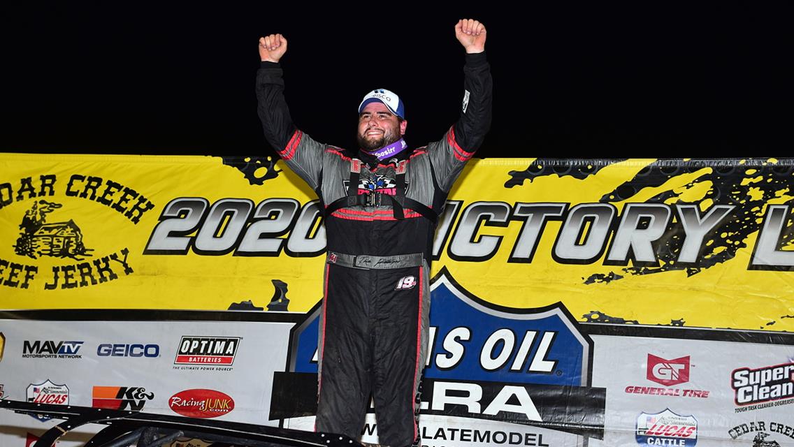 Gustin slides past Moyer for victory at Lucas Oil Speedway