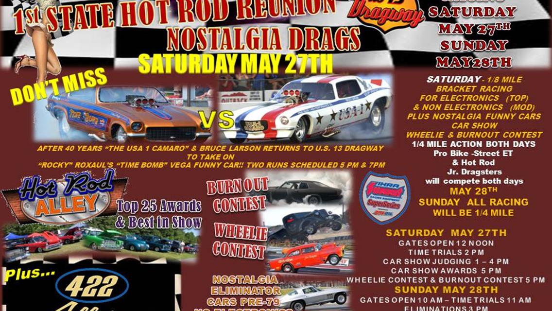 FUNNY CAR LEGEND BRUCE LARSON HEADLINES 3RD ANNUAL 1ST STATE HOT ROD REUNION