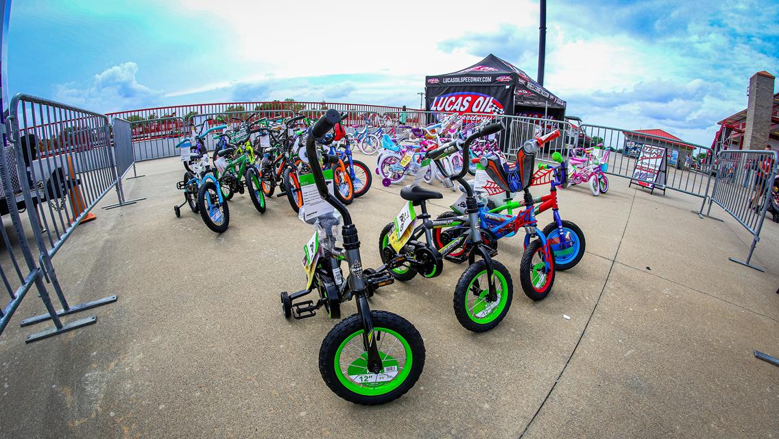 Lucas Oil Speedway seeks donations for annual Kids Bicycle Giveaway, part of Thursday Night Thunder on July 1