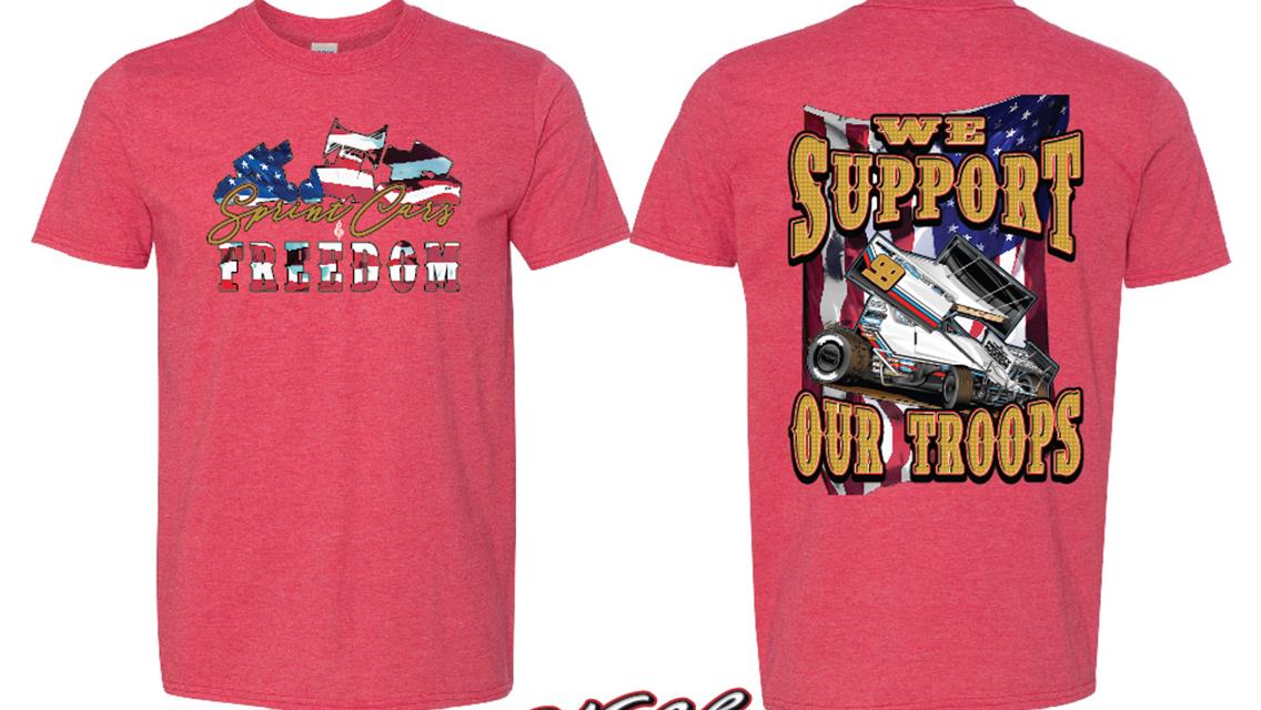 Brady Bacon – “WE SUPPORT OUR TROOPS” T-Shirt Sales During Knoxville Nationals to Benefit Purple Heart Foundation!