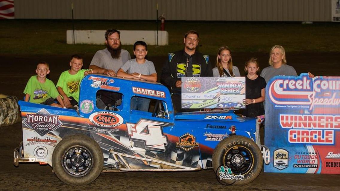 Shores, Davis, Scott, Bellinger, Foltz, Hancock, and Traster Score Wins on Saturday at Creek County Speedway!