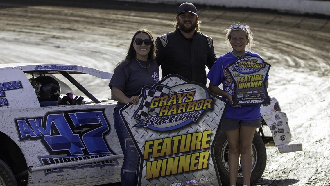 Austin Kerrigan wins, and Robert Jenner and Randy Goodman first time winners at Grays Harbor Raceway during the Fair!