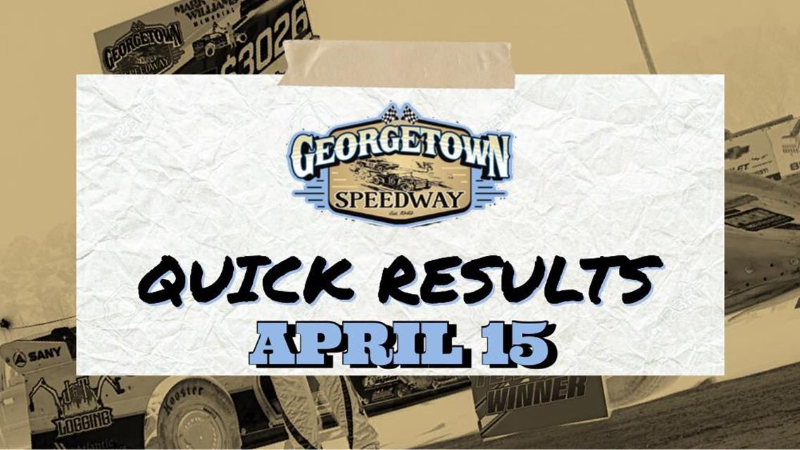 MARK WILLIAMS MEMORIAL â€“ BATTLE OF THE BAY RESULTS SUMMARY â€“ GEORGETOWN SPEEDWAY APRIL 15, 2021