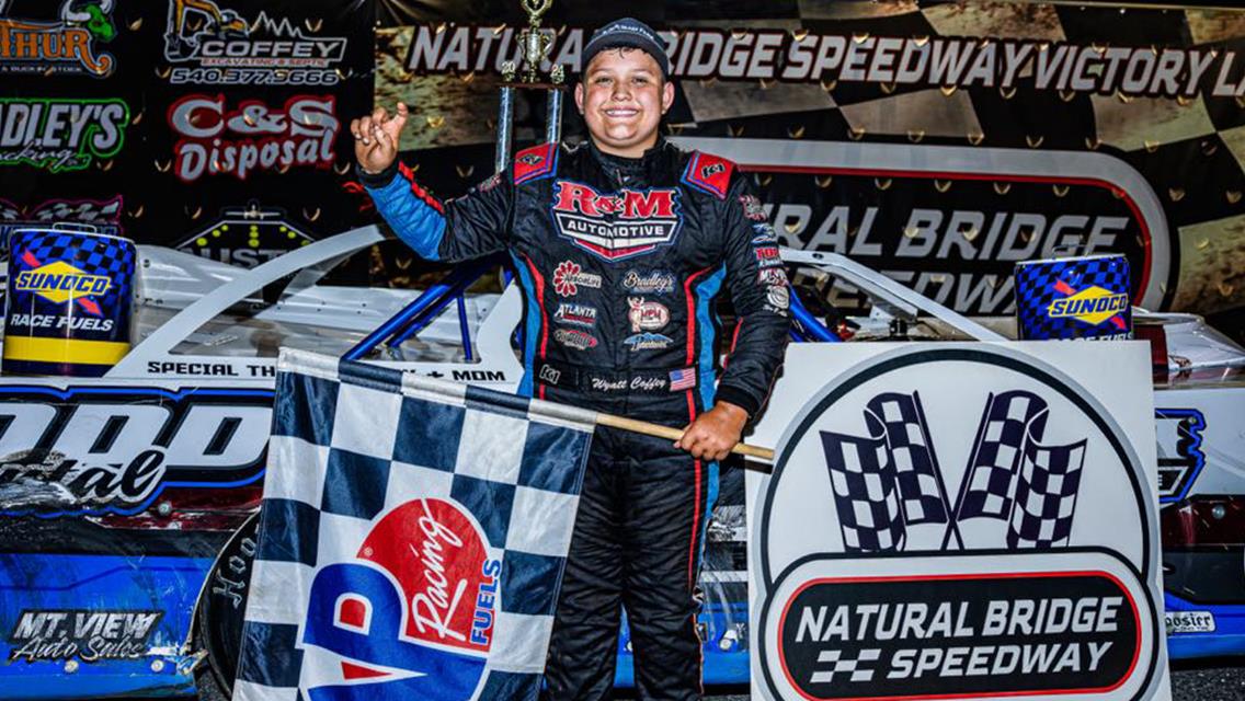 11-year-old Wyatt Coffey scores first Late Model Sportsman victory at Natural Bridge Speedway