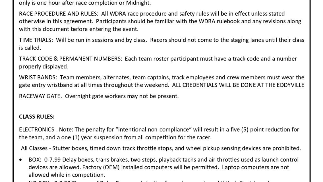 2024 WDRA Midwest Bracket Finals Information &amp; Rules