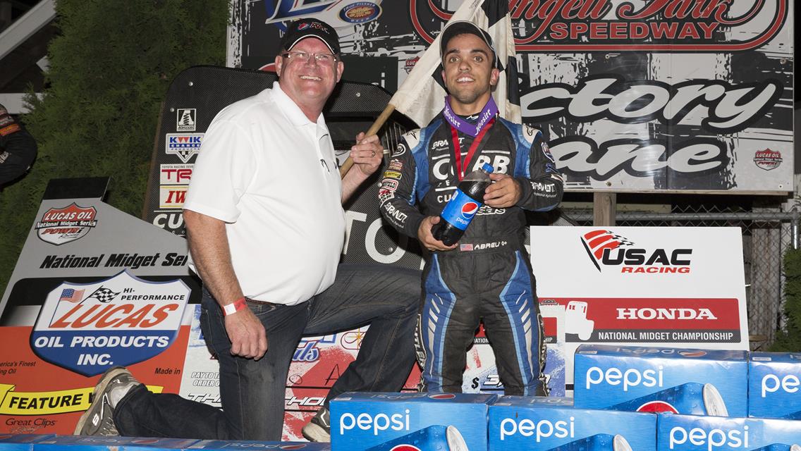 (Photo by Roger Hamilton)  Rico Abreu in victory lane with Dan Theil