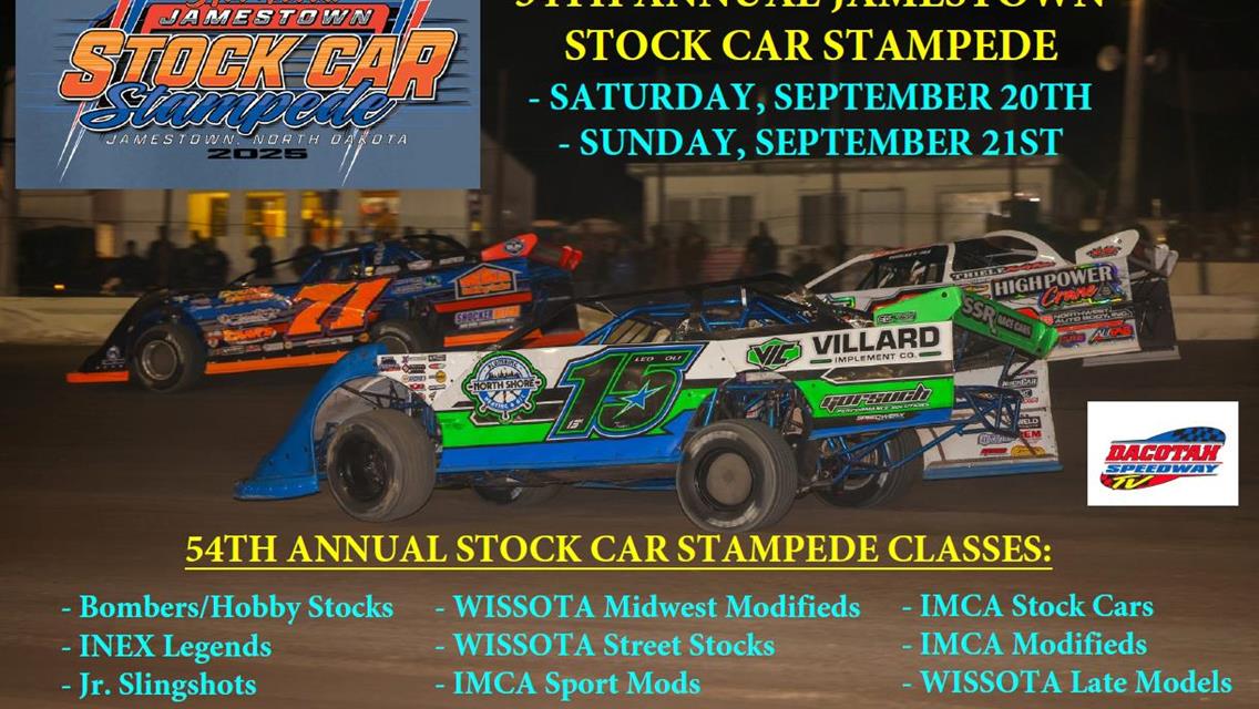 54th Annual Jamestown Stock Car Stampede - September 20th &amp; 21st (Postponed 9/19)