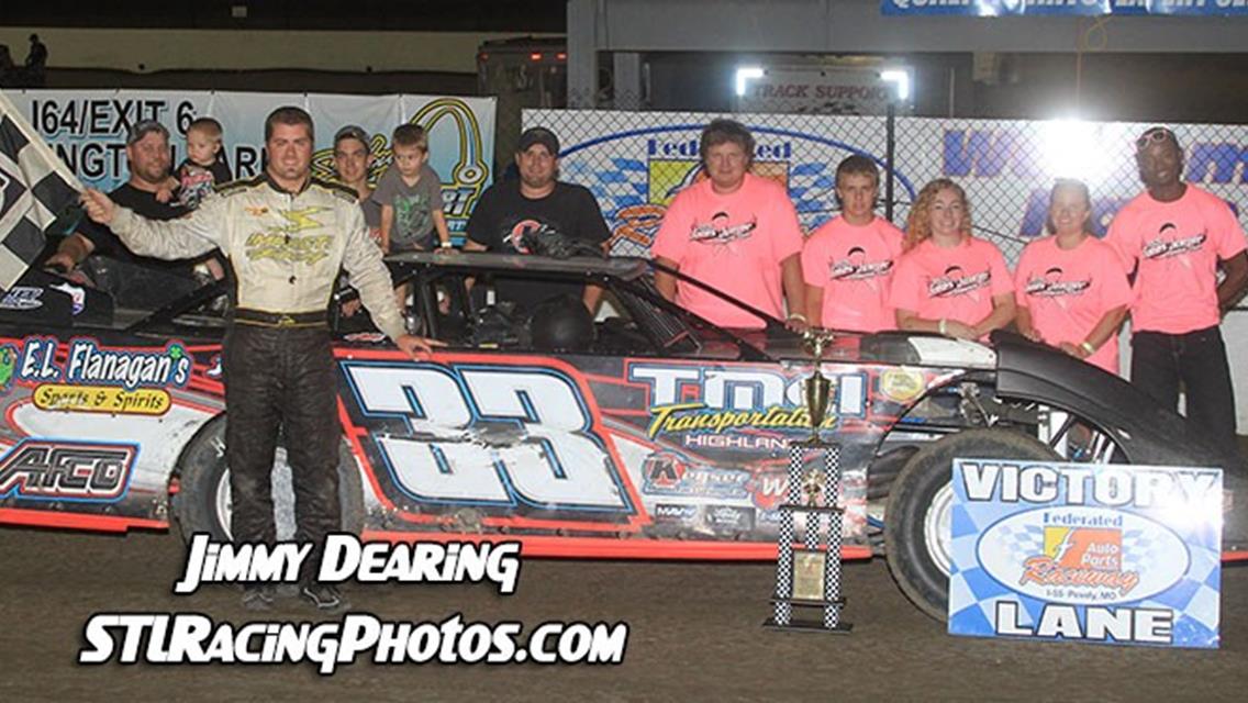 August 9th, 2014: Tim Manville, Mark Miner, Troy Medley &amp; Dallas Lugge take Federated Auto Parts Raceway at I-55 wins on Laura Jones-Jumper Memorial N