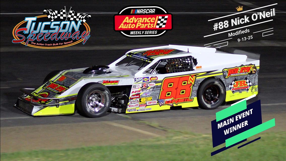 Nick O&#39;Neil earns seventh victory of 2025 at Tucson Speedway
