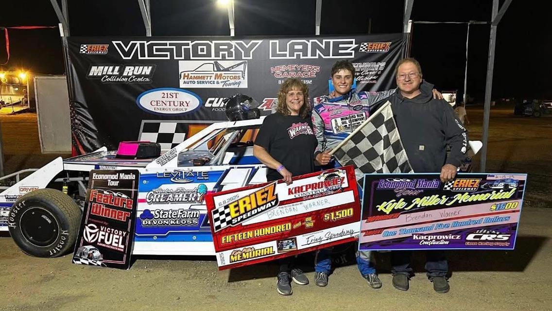 Brenden Warner secured the E-Mod track championship at Eriez Speedway.
