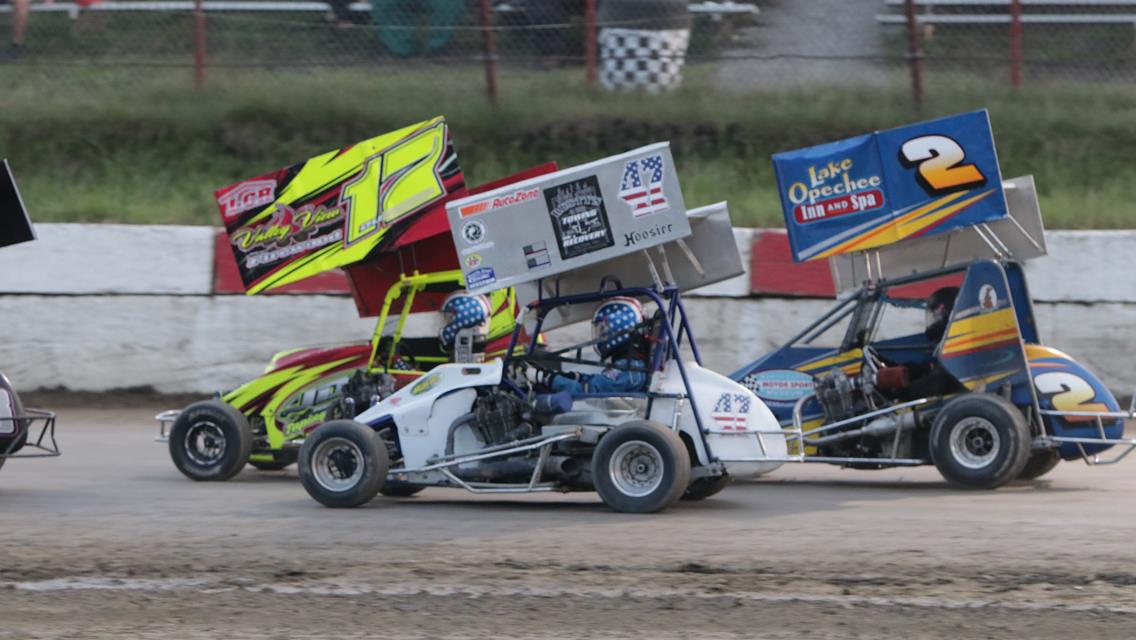 Ryan Green and Jake Wolf winners in the R.E. Hinkley Granite State Mini Sprints Tyler Fellows gets his first win of season in the LaValley Building Su