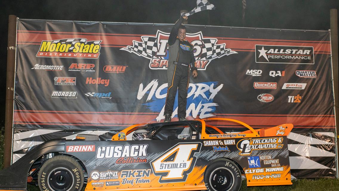 Travis Stemler led the final three laps at I-96 Speedway on Friday to capture his 99th career victory.
