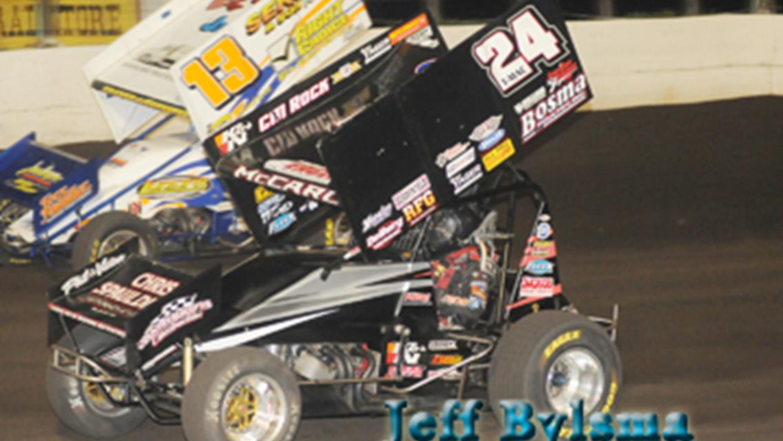 Mark racing with Terry McCarl earlier in the year at Huset&#39;s