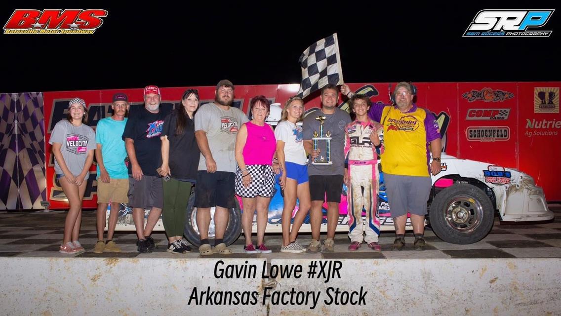 Gavin Lowe wheeled from the fifth row to the Arkansas Factory Stock victory at Batesville Motor Speedway on Saturday, July 26.