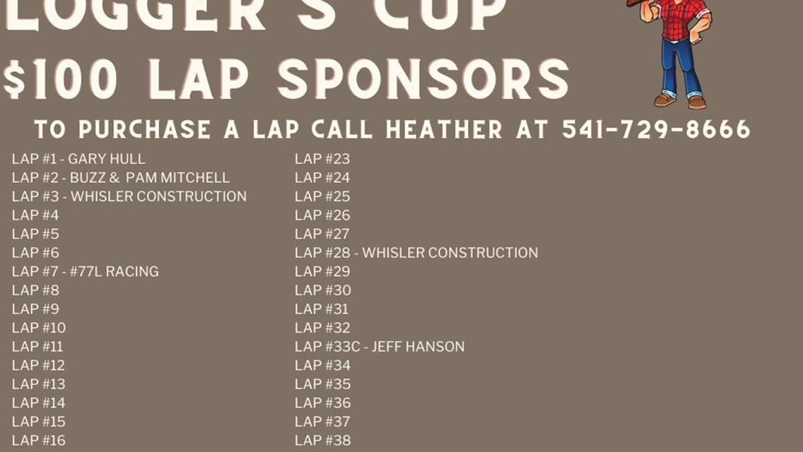 GET YOUR LAPS FOR THE VIRGIL HANSON MEMORIAL LOGGER&#39;S CUP TODAY!!