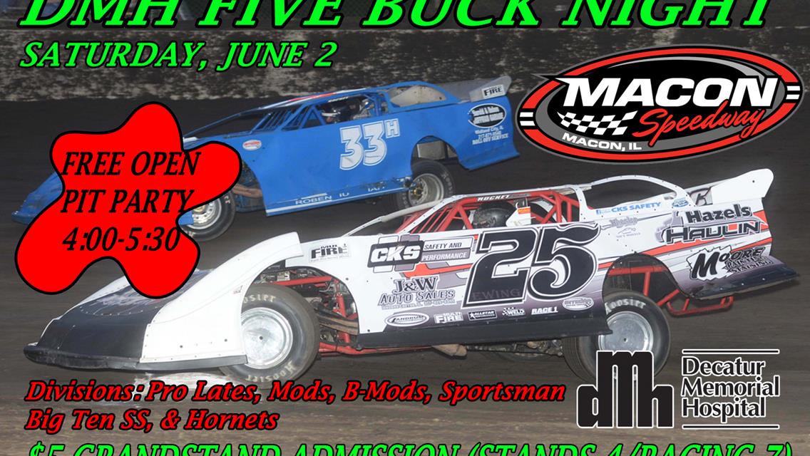 $5 Grandstand Admission Saturday Night At Macon Speedway