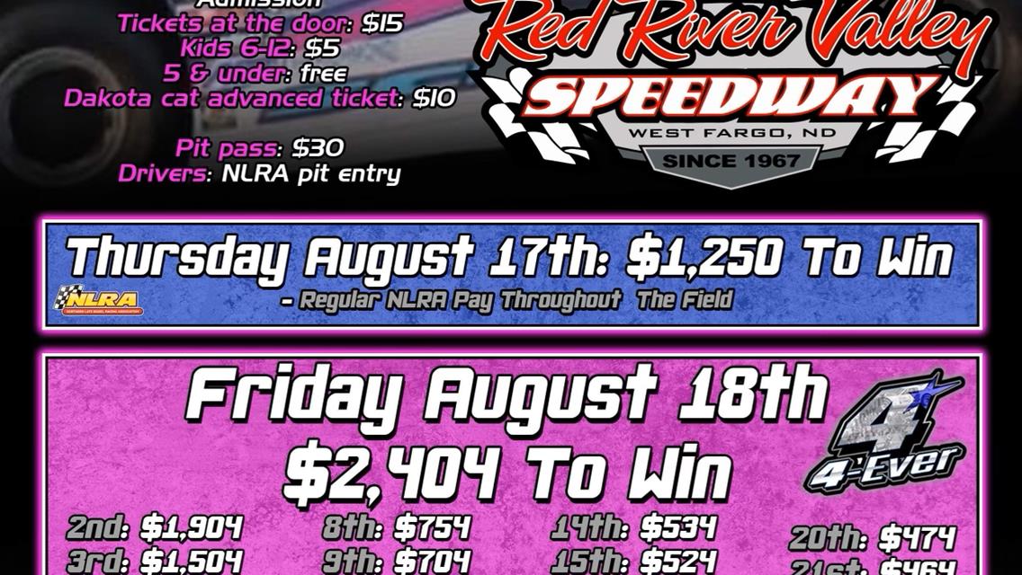 NEXT RACE: Thursday, August 17 &amp; Friday, August 18 – NLRA Late Model Special: 3rd Annual Howie Schill Memorial