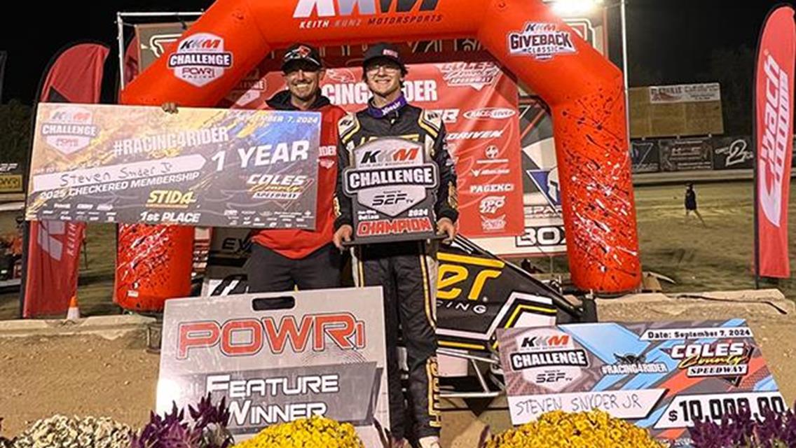 Steven Snyder Jr Speeds to POWRi Non-Wing Outlaw Micro Coles County KKM Challenge Championship Win