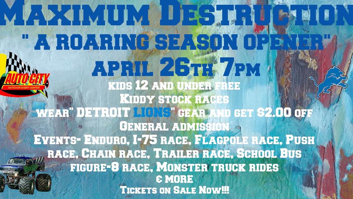 Season Opener April 19th has been Postponed to April 26th