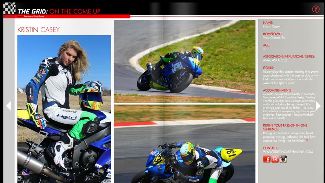 &quot;ON THE COME UP&quot; See Kristin Featured In This Month&#39;s Issue of SportBikesInc Magazine