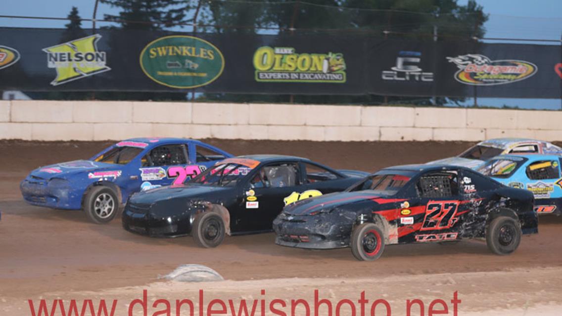 IMCA Sport Mod Rookie Coy Vlies cashes in at Outagamie Speedway.