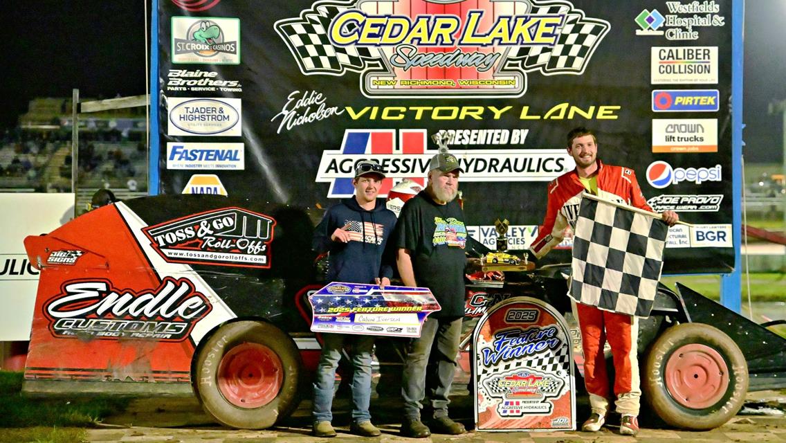 Calvin Iverson wins Mahder 55 Memorial at Cedar Lake Speedway