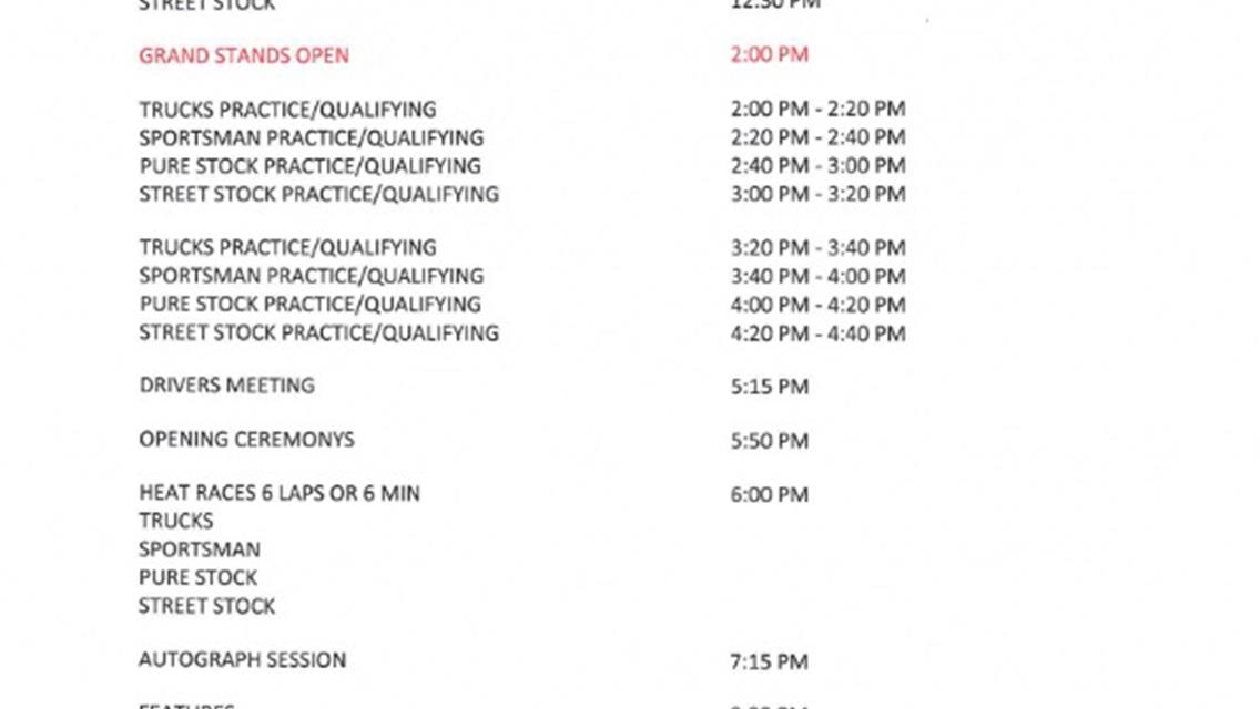June 7th Race Day Itinerary