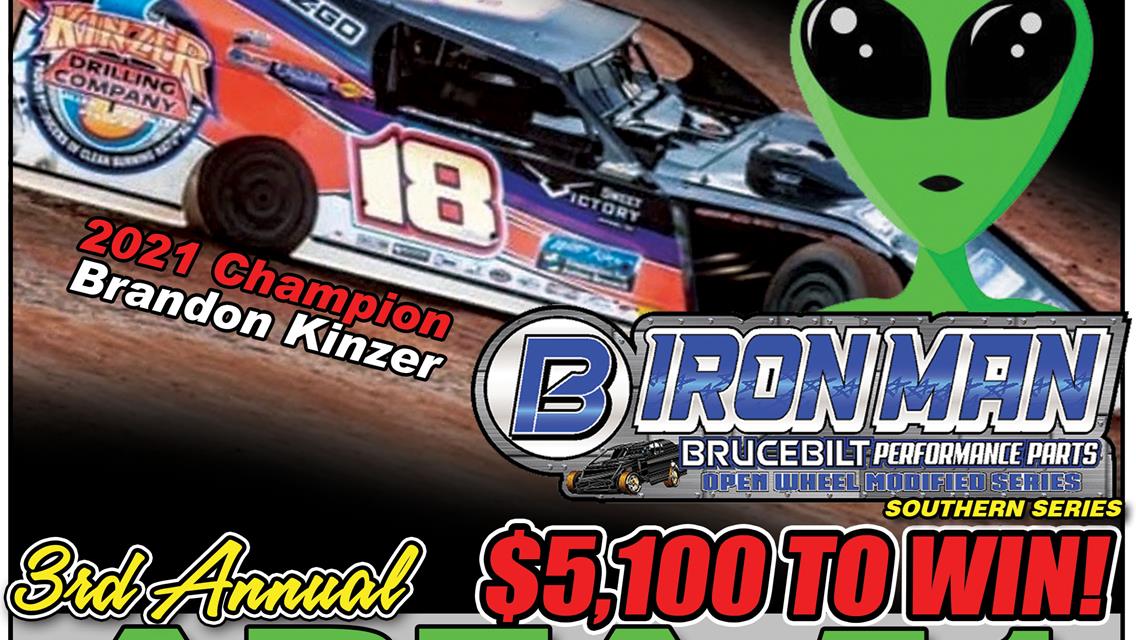 Brucebilt Performance Parts Iron-Man Open Wheel Modified Southern Series Lands for Area 51 at 411 Motor Speedway July 16