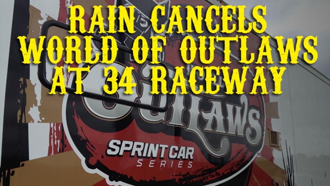Rain Cancels World of Outlaws Sprint Car Series at 34 Raceway