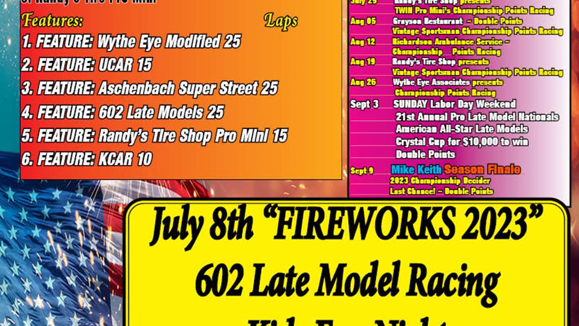 Fireworks 2023 ~ Kid&#39;s Fun Night ~ Schedule of Events