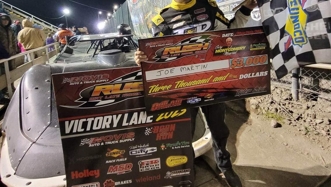 JOE MARTIN SWEEPS THE NIGHT AT OUTLAW FOR 1ST HOVIS RUSH LATE MODEL FLYNN’S TIRE TOUR WIN OF 2023; SETS NTR IN QUALIFYING, WINS HIS HEAT, DASH &amp; $3,00