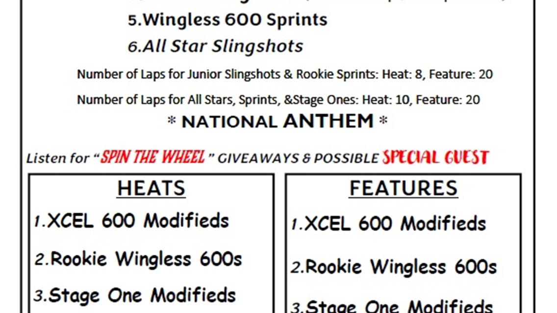 7/13/24 Hamlin Speedway - Junior Slingshot Special Gamblers, Pack the Car $25