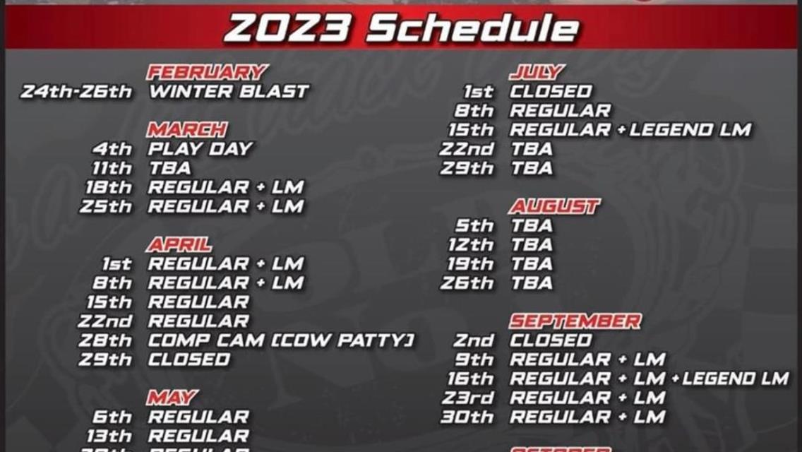 Old No.1 Speedway 2023 Schedule