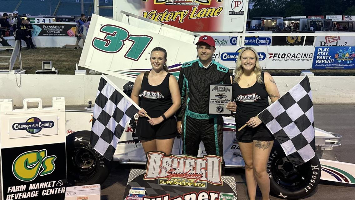 Nick Barzee Banks $2,000 with Mr. Oswego County Tourism 350 Supermodified Title