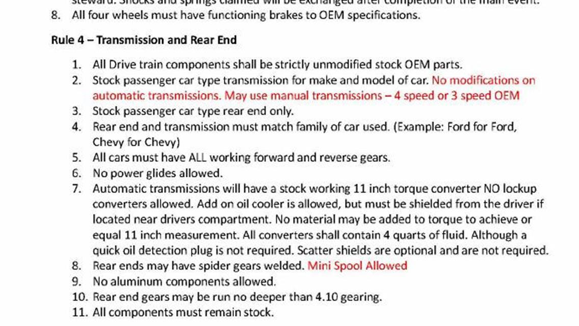 2025-2026 IMCA Hobby Stock Rule updates