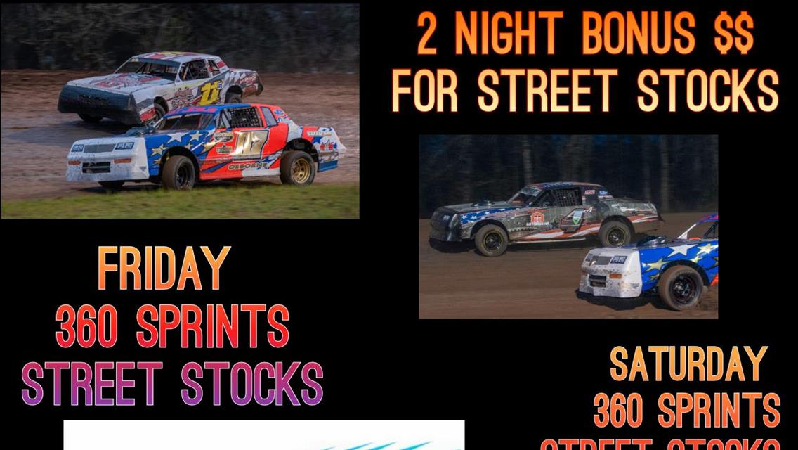 STREET STOCKS SEASON SET TO START WITH SOME EXTRA CASH THIS FRIDAY AND SATURDAY!!